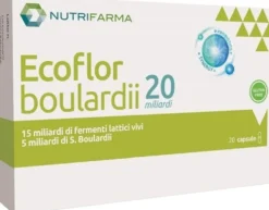 Nutrifarma Ecoflor Boulardii 20 miliardi Fermenti lattici per la flora intestinale, 20 capsule