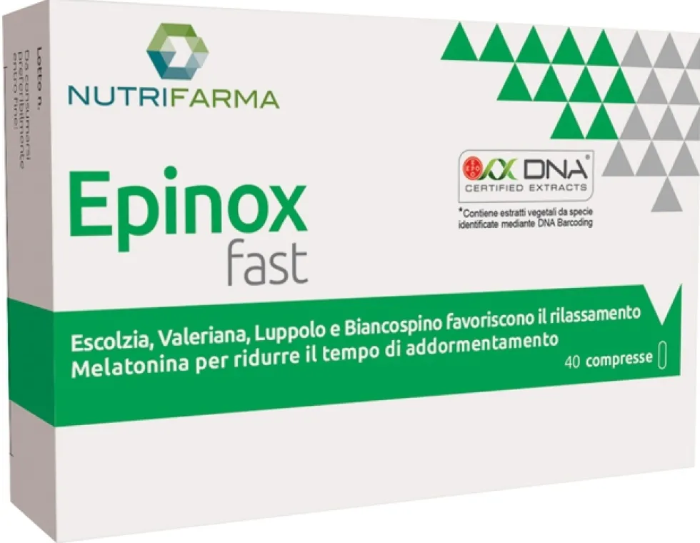 Nutrifarma Epinox Fast - Integratore per il sonno con melatonina e valeriana, 40 compresse