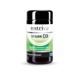 Nutriva Vegan D3 2000 UI - Integratore di vitamina D per ossa e difese, 60 compresse masticabili