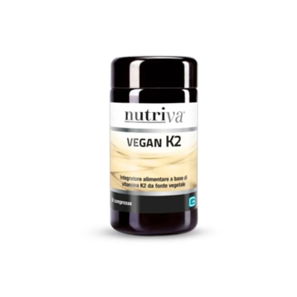 Nutriva Vegan K2 - Integratore alimentare di vitamina K2 vegetale per le ossa, 30 compresse