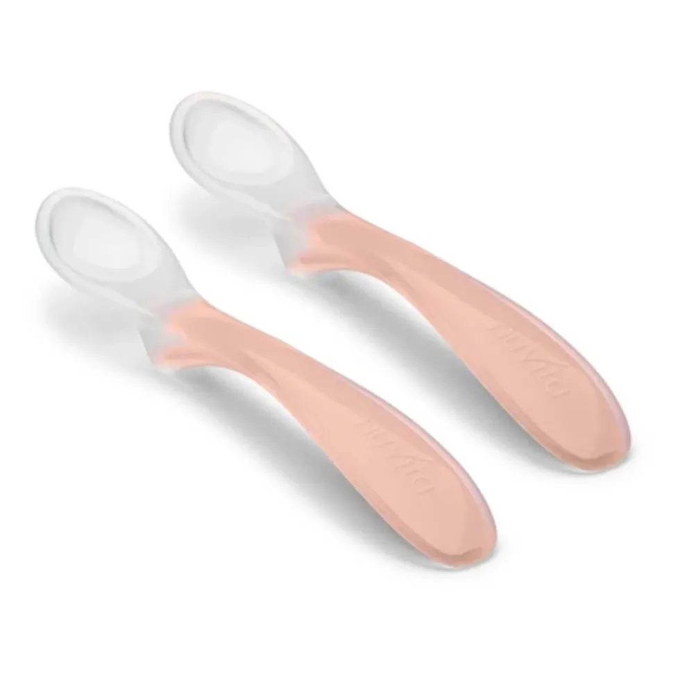 Nuvita Easy Eating Set di 2 Cucchiai in Silicone 6+ mesi colore Rosa, 2 cucchiai