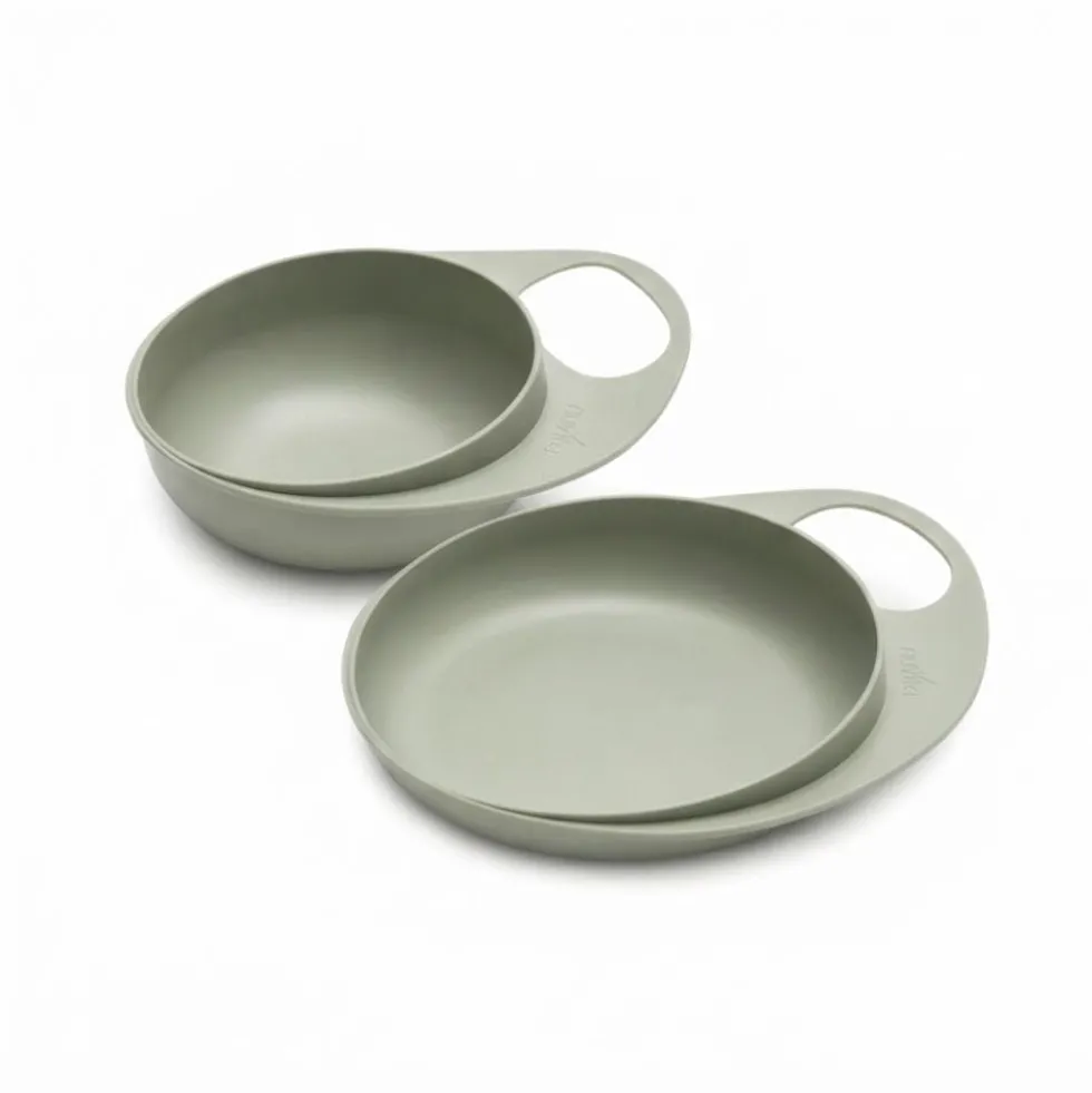 Nuvita Easy Eating Set piattino e ciotola per lo svezzamento colore sage green
