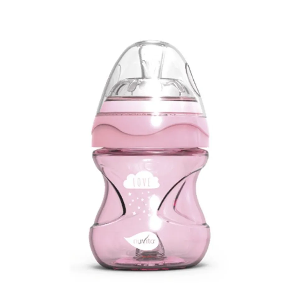 Nuvita Materno Feel - Biberon Anti-Colica con Tettarella a Flusso Lento colore Rosa, 150ml