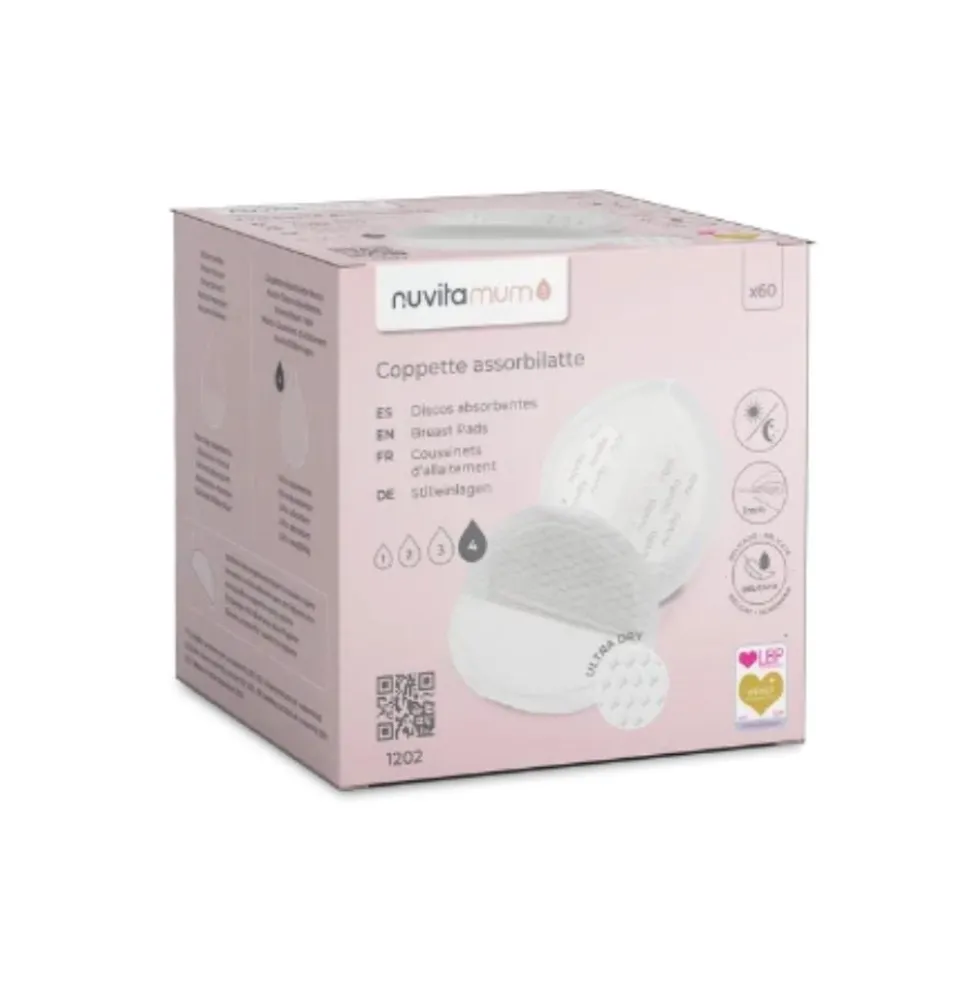 Nuvita Mum - Coppette assorbilatte monouso per le perdite di latte in allattamento, 30 pezzi