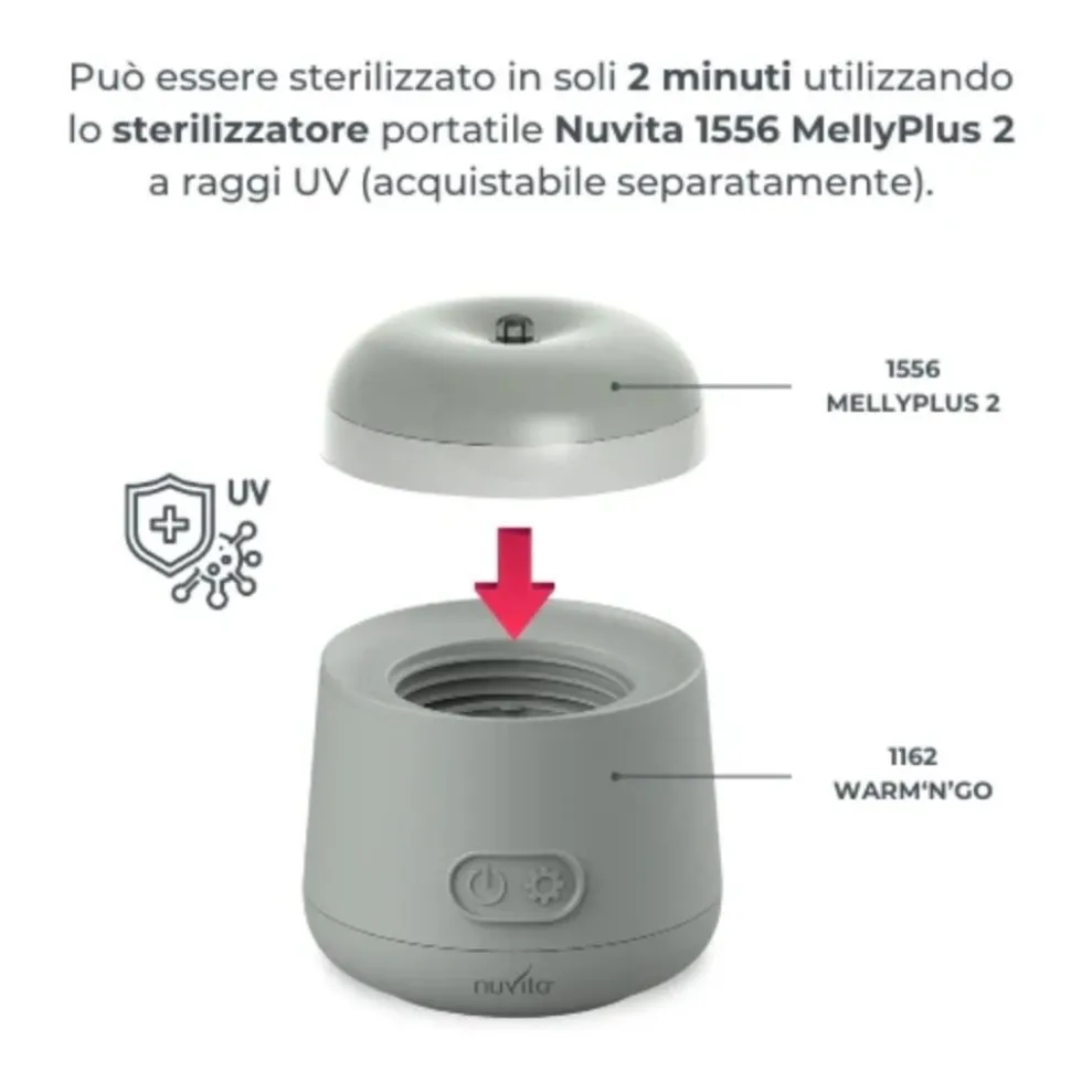 Nuvita Warm'n'Go - Scaldabiberon portatile universale per il latte e l'acqua, 1 pezzo