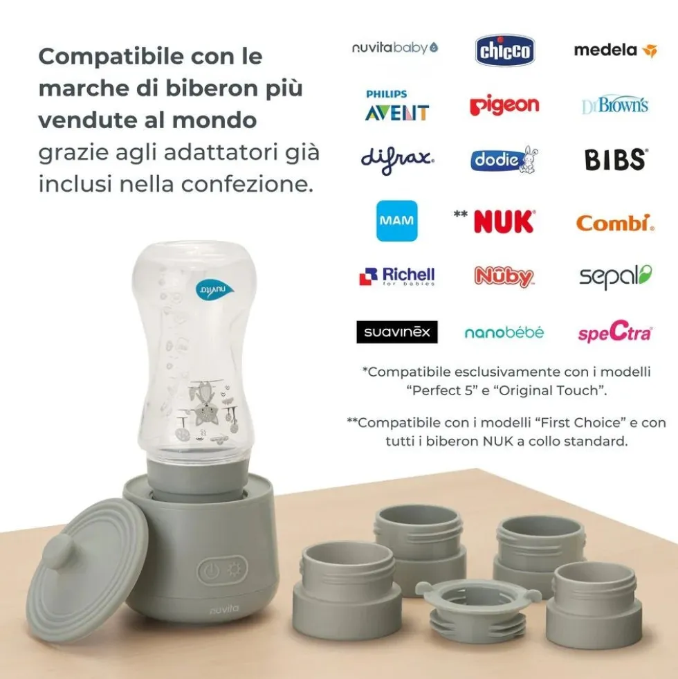 Nuvita Warm'n'Go - Scaldabiberon portatile universale per il latte e l'acqua, 1 pezzo
