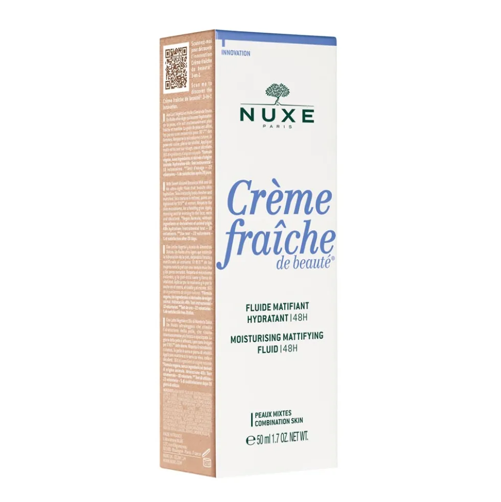Nuxe Crème Fraiche de Beauté Fluido Opacizzante Idratante 48H Pelle Mista, 50ml