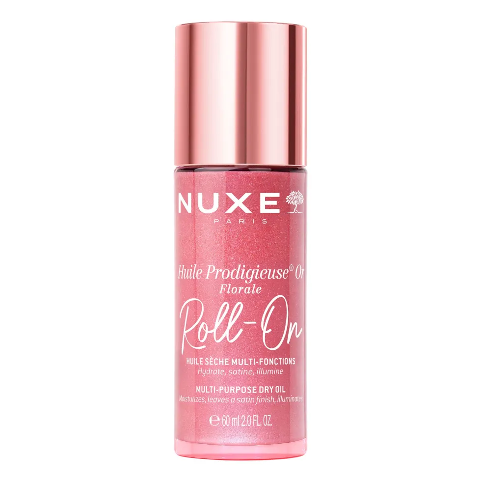 Nuxe Huile Prodigieuse Or Florale Roll-On - Olio secco illuminante per la pelle e i capelli, 60 ml