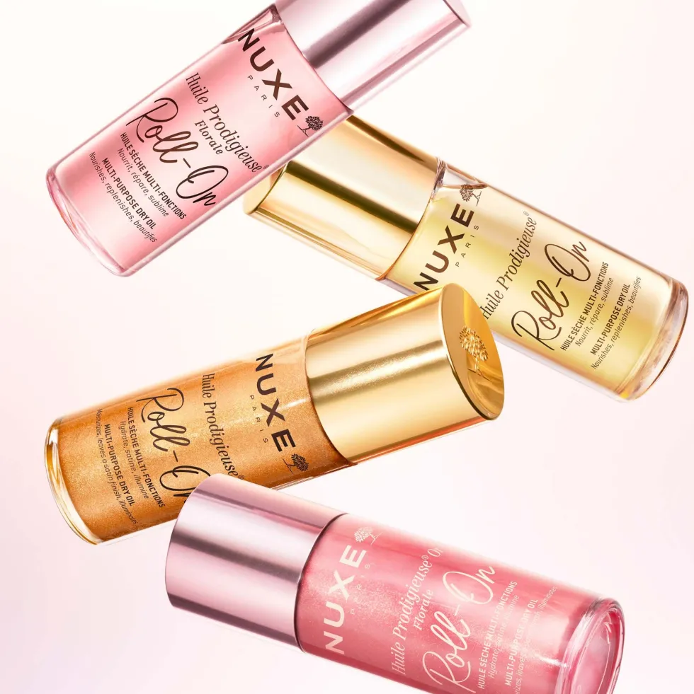 Nuxe Huile Prodigieuse Or Florale Roll-On - Olio secco illuminante per la pelle e i capelli, 60 ml