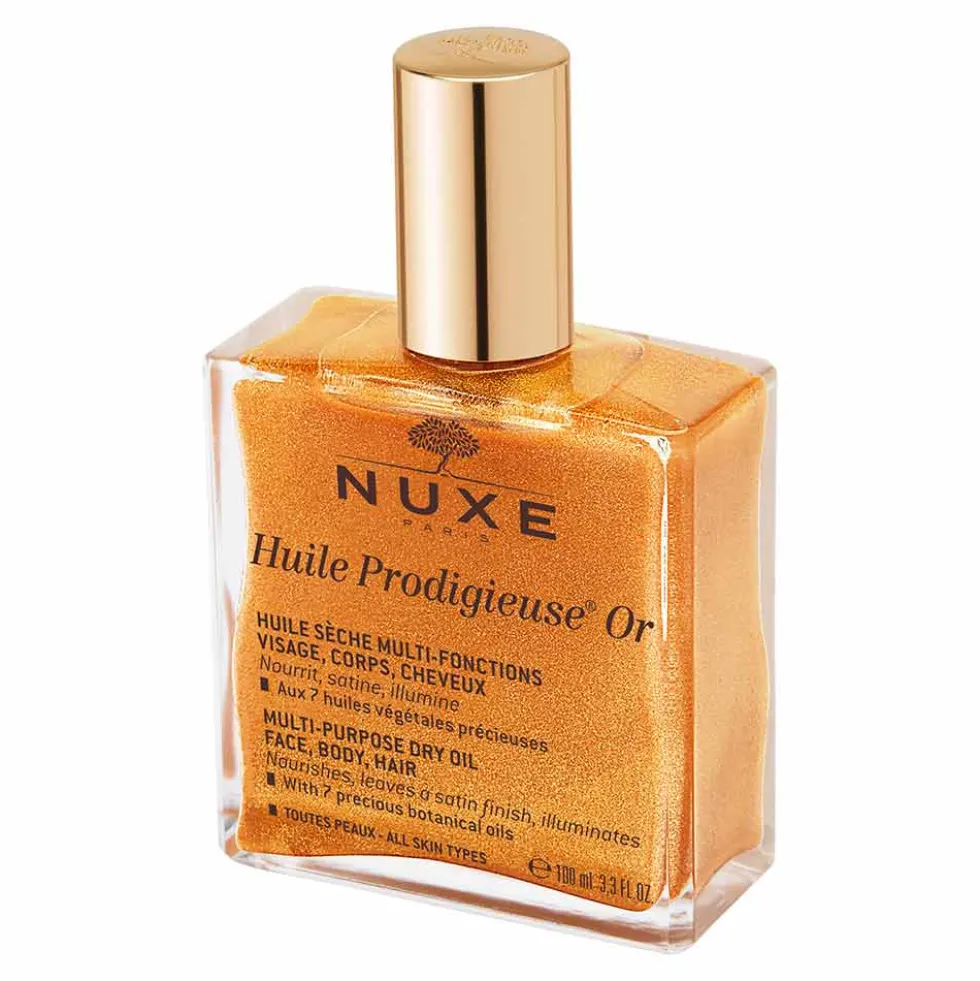 Nuxe Huile Prodigieuse Or - Olio secco illuminante per nutrire viso, corpo e capelli, 100 ml