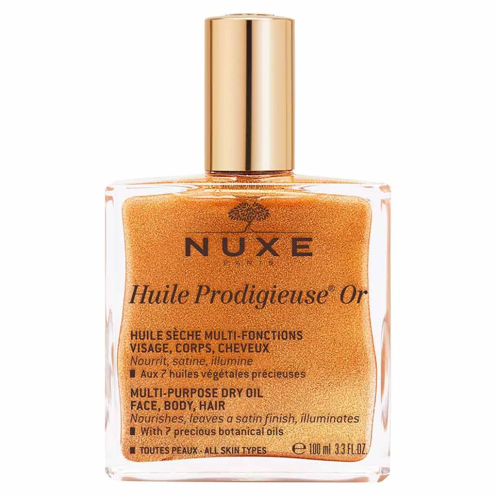 Nuxe Huile Prodigieuse Or - Olio secco illuminante per nutrire viso, corpo e capelli, 100 ml