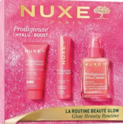 Nuxe Prodigieuse Hyalu Boost - Cofanetto per il viso illuminante e rimpolpante, 3 prodotti