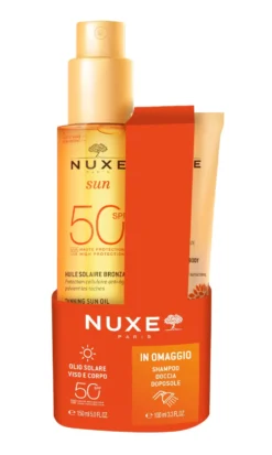 Nuxe Sun Duo Spf50 - Kit solare per la protezione e la detersione doposole, 150 ml e 100 ml