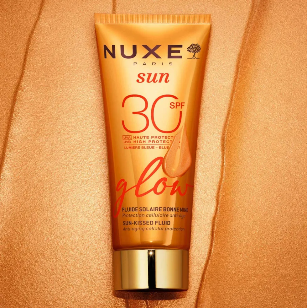 Nuxe Sun Fluido Solare Viso Glow Spf 30 - Fluido per proteggere e illuminare il viso, 40 ml