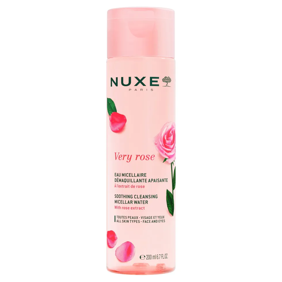 Nuxe Very Rose - Acqua micellare lenitiva per struccare e detergere il viso e gli occhi, 200 ml