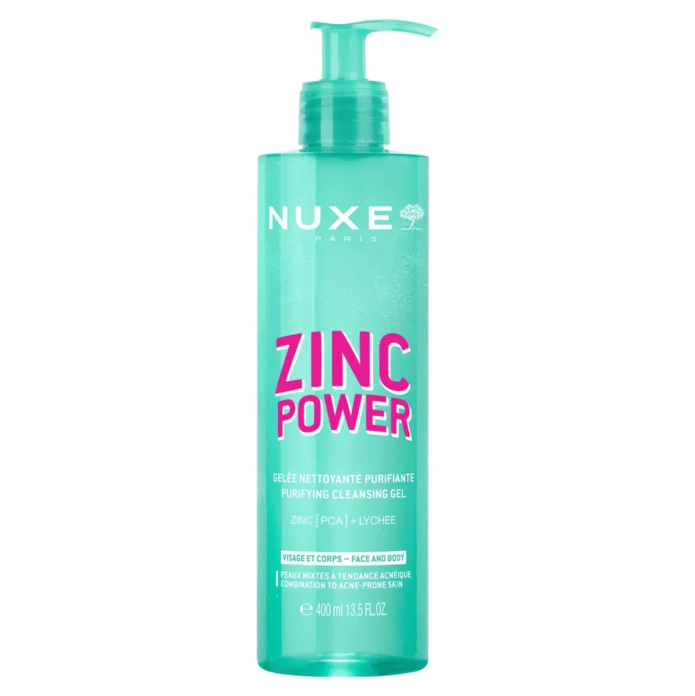 Nuxe Zinc Power Gel detergente purificante per la pelle grassa e acneica, 400 ml