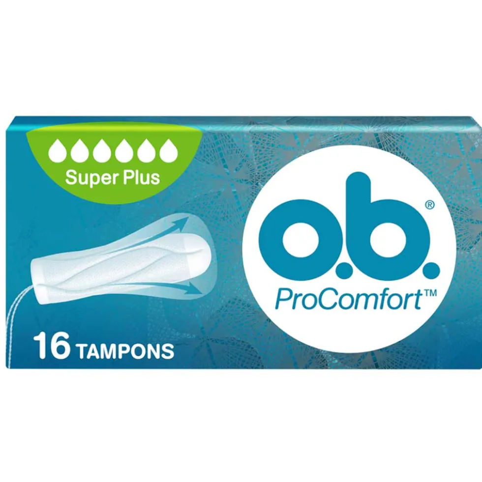 o.b. Assorbenti Interni ProComfort Super Plus Facili da Applicare e Rimuovere Flusso Molto Abbondante Tamponi Interni Trama Assorbente, 16 Pezzi