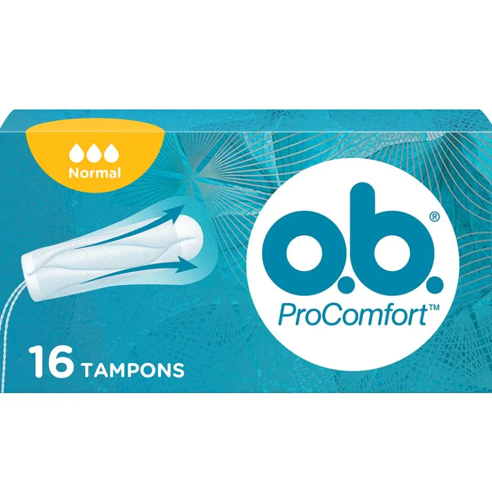 o.b. Assorbenti Interni ProComfort Normal Facili da Applicare e Rimuovere Flusso Medio e Intenso Tamponi Interni Trama Assorbente, 16 pezzi