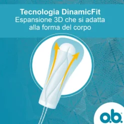 o.b. Assorbenti Interni ProComfort Normal Facili da Applicare e Rimuovere Flusso Medio e Intenso Tamponi Interni Trama Assorbente, 16 pezzi