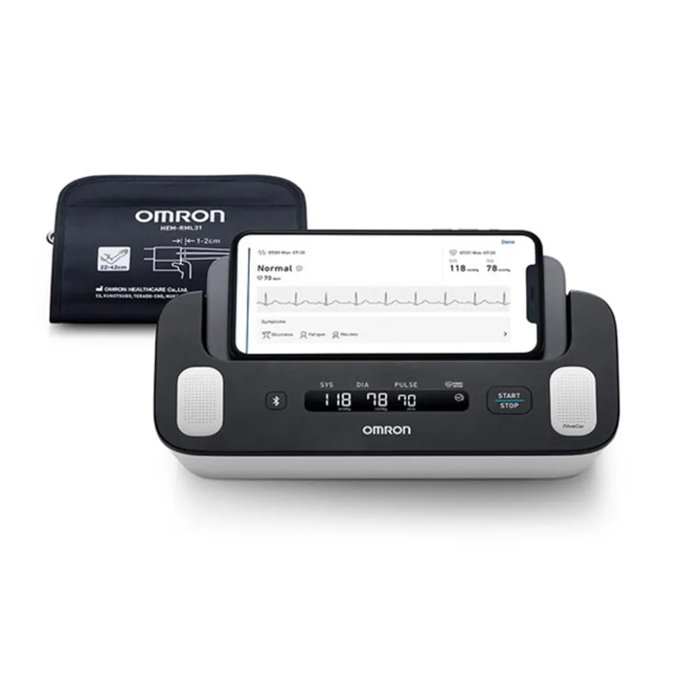 Omron Complete 2-in-1 - Misuratore di pressione ed ECG per il monitoraggio cardiaco, 1 kit