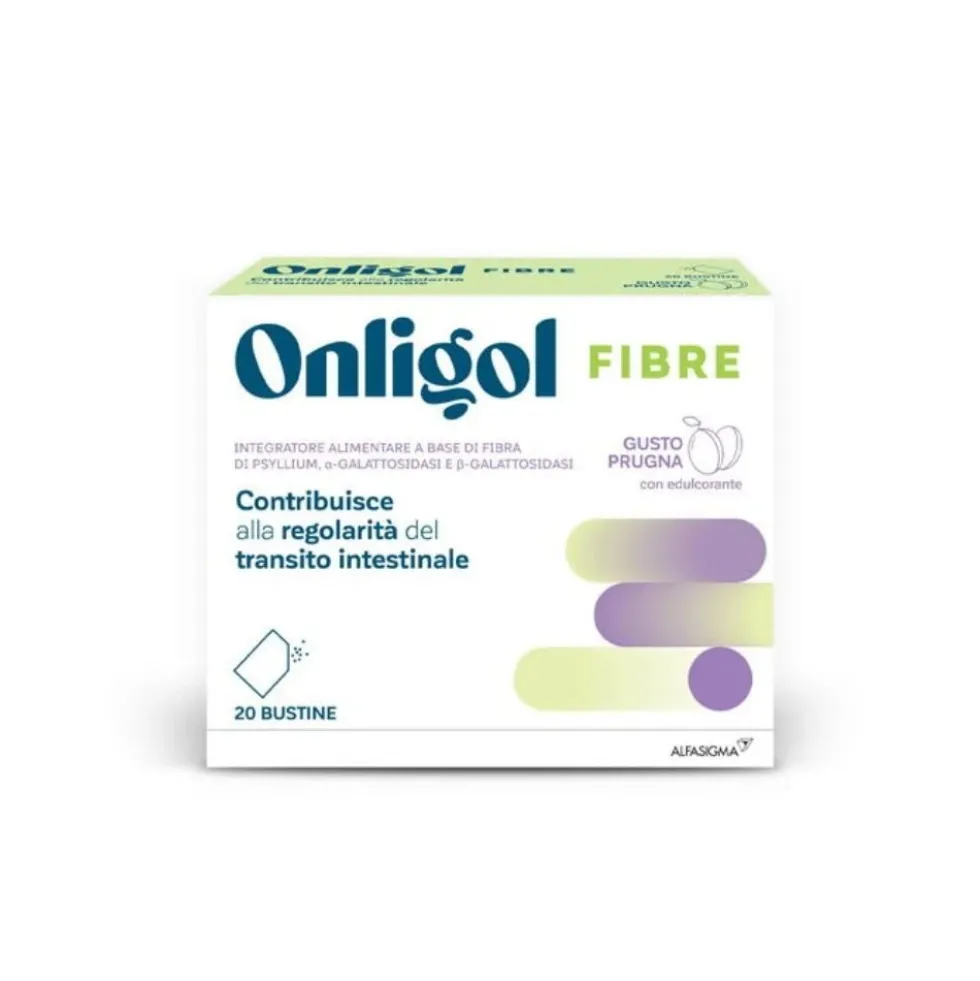 Onligol Fibre Integratore Transito Intestinale Gusto Prugna, 20 Bustine