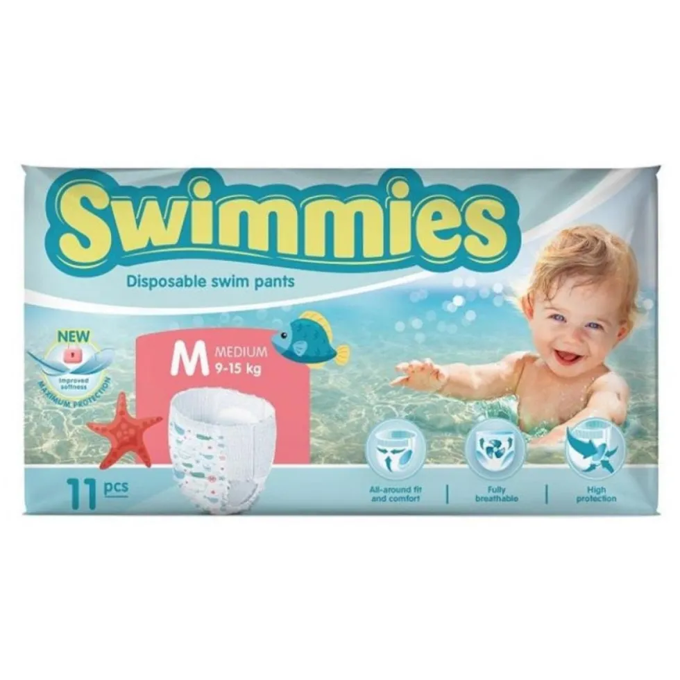 Ontex Swimmies Pannolino Pants Taglia M 9-15Kg, 11 pannolini