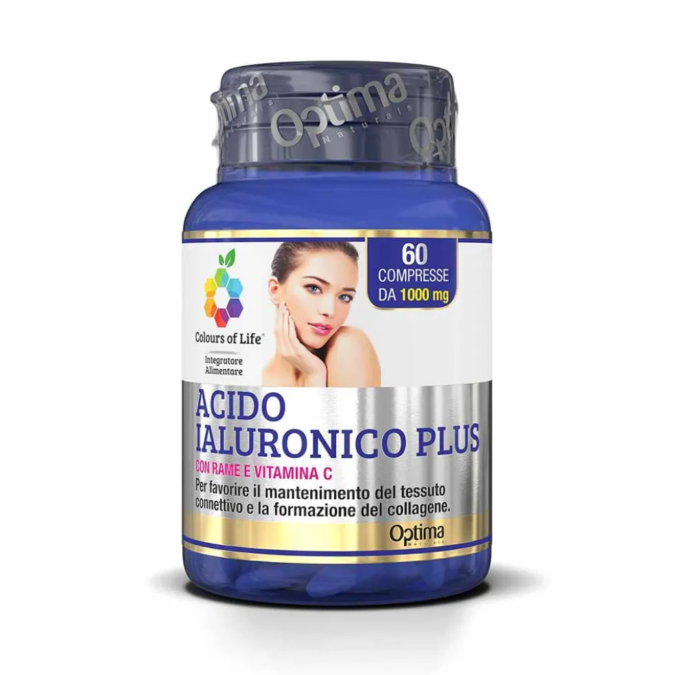 Optima Naturals Acido Ialuronico Plus - Integratore per l'idratazione della pelle, 60 compresse