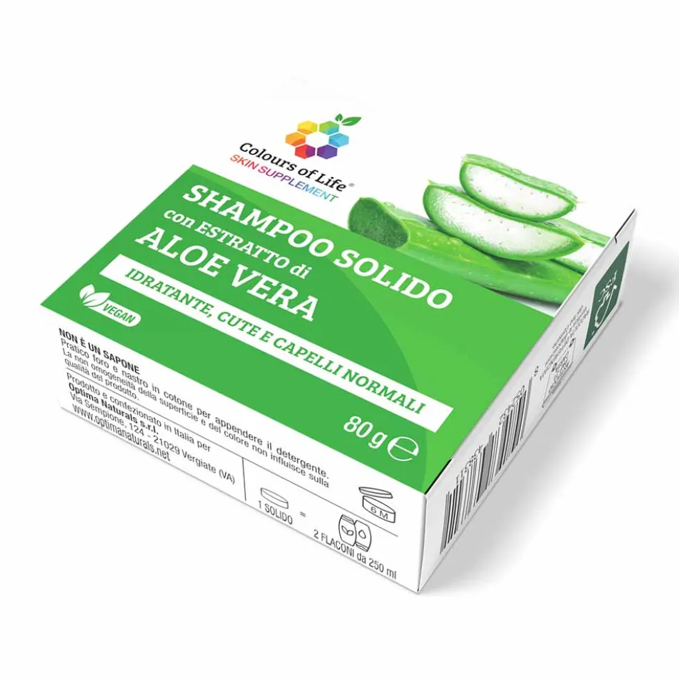 Optima Naturals Colours Of Life - Shampoo solido idratante all'aloe vera per capelli normali, 80 g