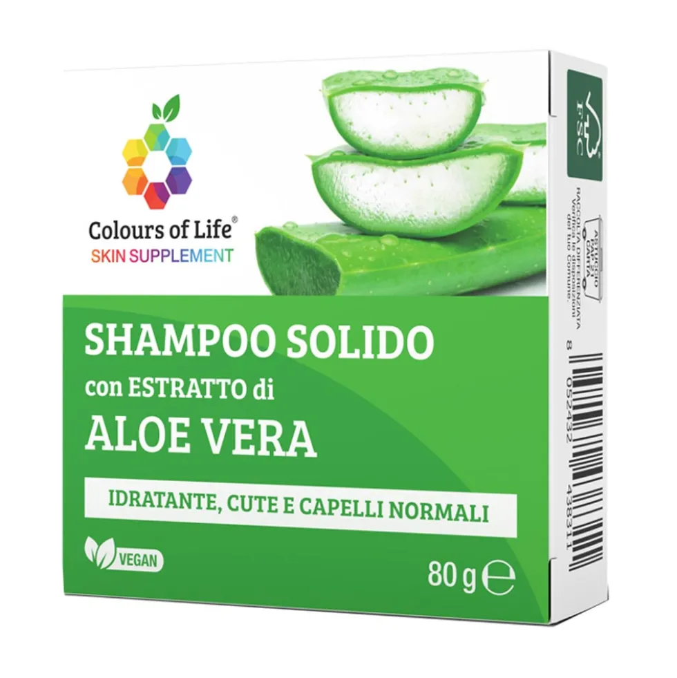 Optima Naturals Colours Of Life - Shampoo solido idratante all'aloe vera per capelli normali, 80 g