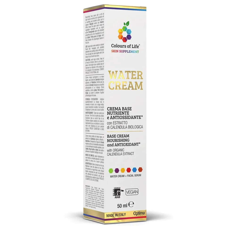 Optima Naturals Colours of Life Water Cream - Crema base viso nutriente e antiossidante, 50 ml