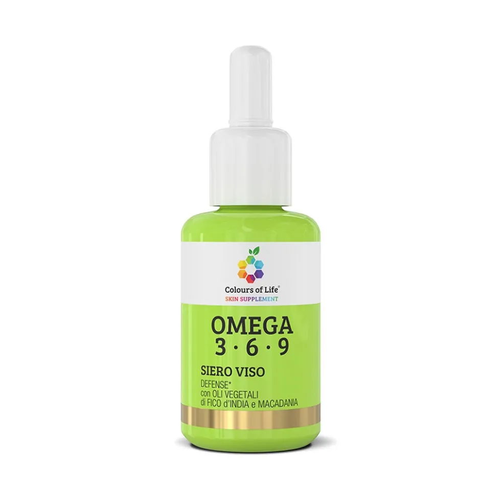 Optima Naturals Colours of Life Omega 3-6-9 Difesa - Siero viso per l'elasticità della pelle, 30 ml