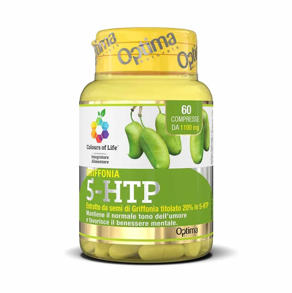 Optima Naturals Colours of Life Griffonia 5-HTP - Integratore per l'umore e il sonno, 60 compresse