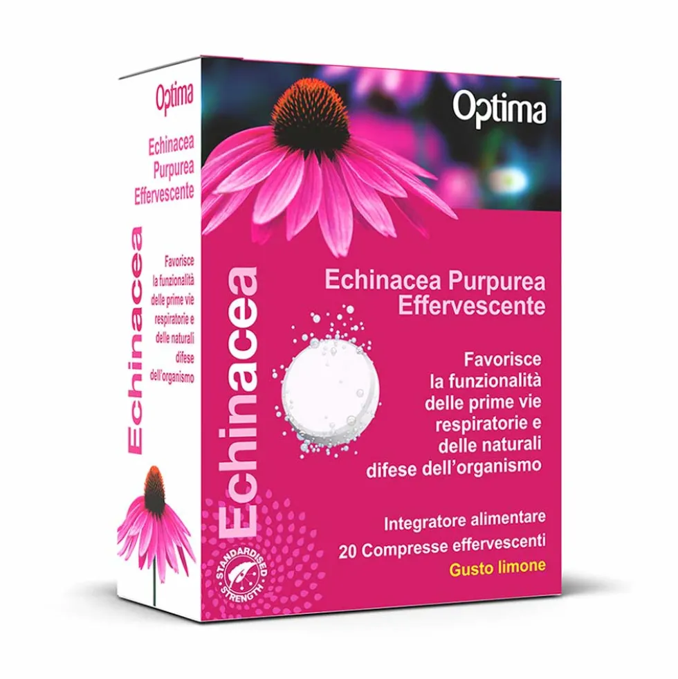 Optima Naturals Echinacea Purpurea Effervescente C - Integratore per le difese, 20 compresse
