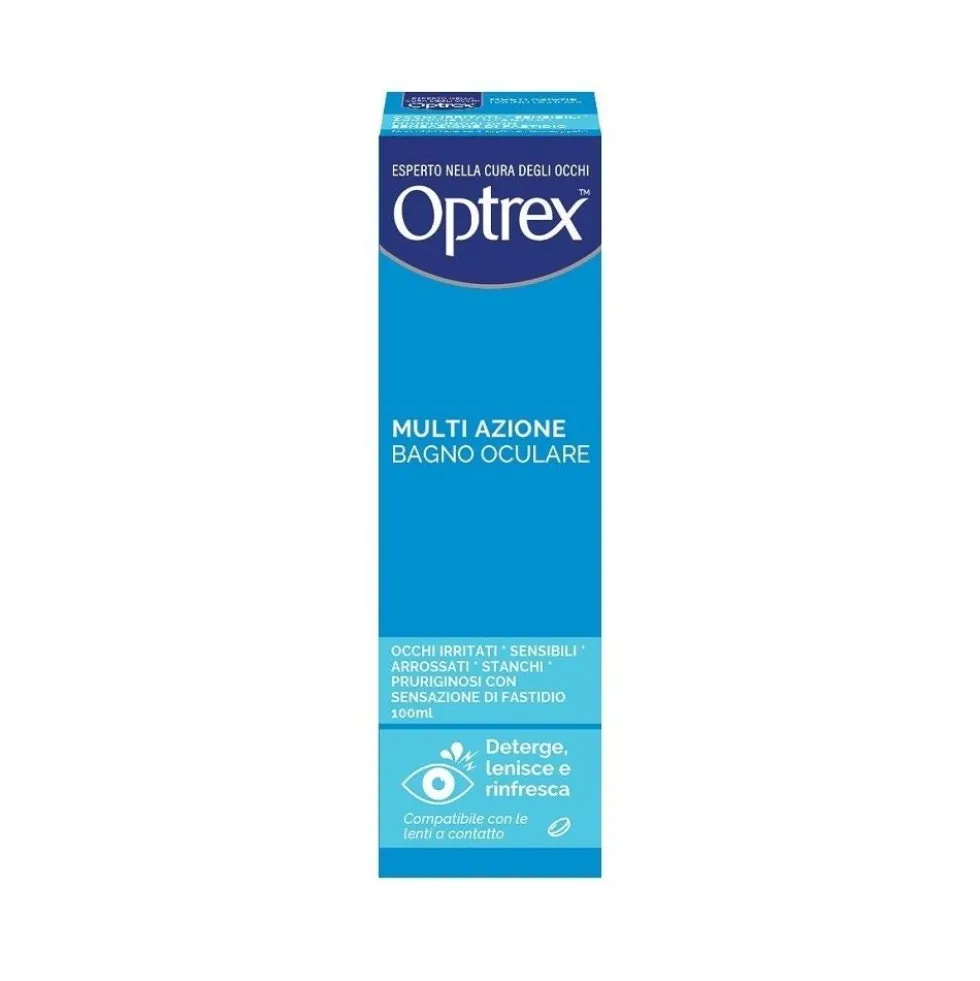 Optrex Multi Azione Bagno Oculare per Occhi Stanchi Arrossati e Irritati, 100ml
