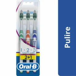 Oral-B 1 2 3 Classic Care Spazzolino Manuale Medio, 3 Spazzolini