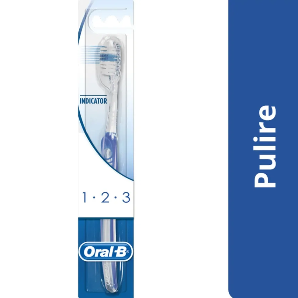 Oral-B 1.2.3 Indicator 40 Medio Spazzolino Manuale Adulti Setole Medie, 1 Pezzo