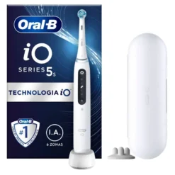 Oral-B iO 5S Bianco - Spazzolino elettrico per l'igiene orale, 1 spazzolino con testina e custodia