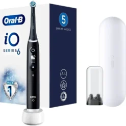Oral-B iO 6S Nero - Spazzolino elettrico ricaricabile per l'igiene orale, 1 spazzolino e 2 testine