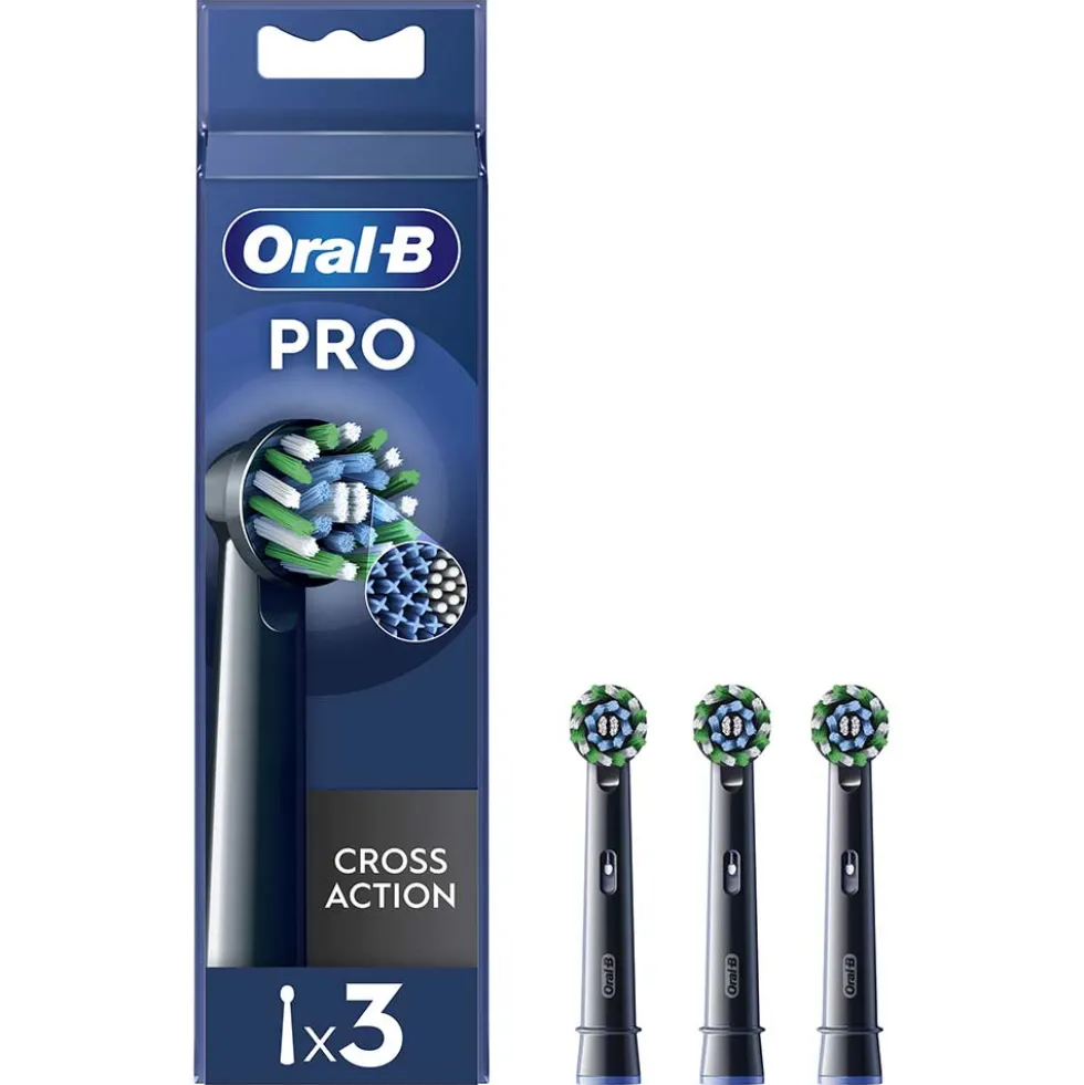 Oral-B Pro Cross Action Black Testine di Ricambio, 3 Testine