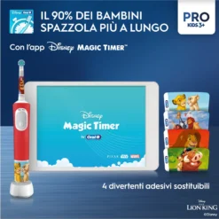 Oral-B Pro Kids Re Leone - Spazzolino elettrico per l'igiene orale dei bambini dai 3 anni, 1 pezzo