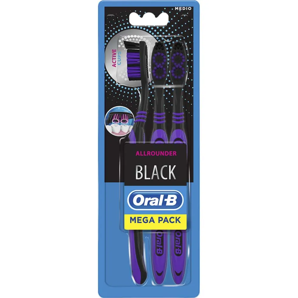 Oral-B Spazzolino Manuale Oral-B Allrounder Black 3, 3 Pezzi