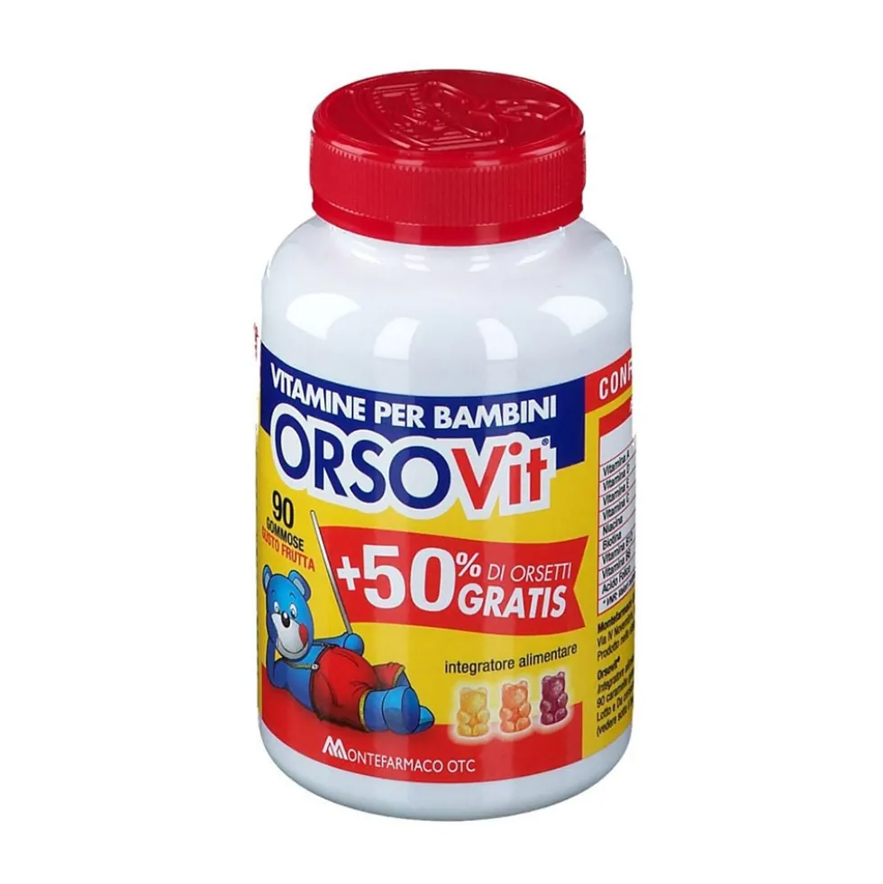 Orsovit Multivitaminico - Integratore di vitamine per le difese dei bambini, 90 caramelle gommose