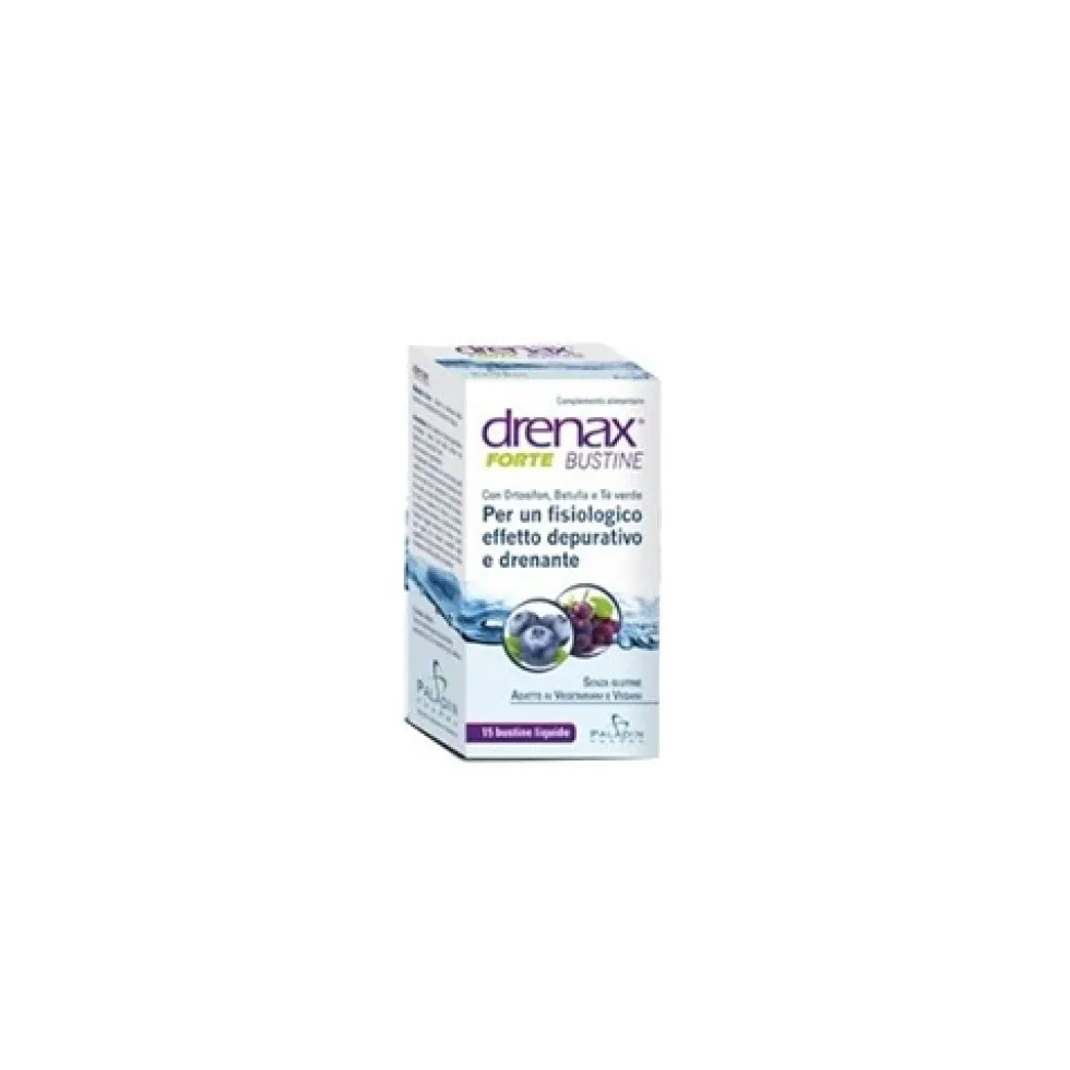 Paladin Pharma Drenax Forte mirtillo stick pack - Integratore per il drenaggio dei liquidi, 15 bustine da 15 ml