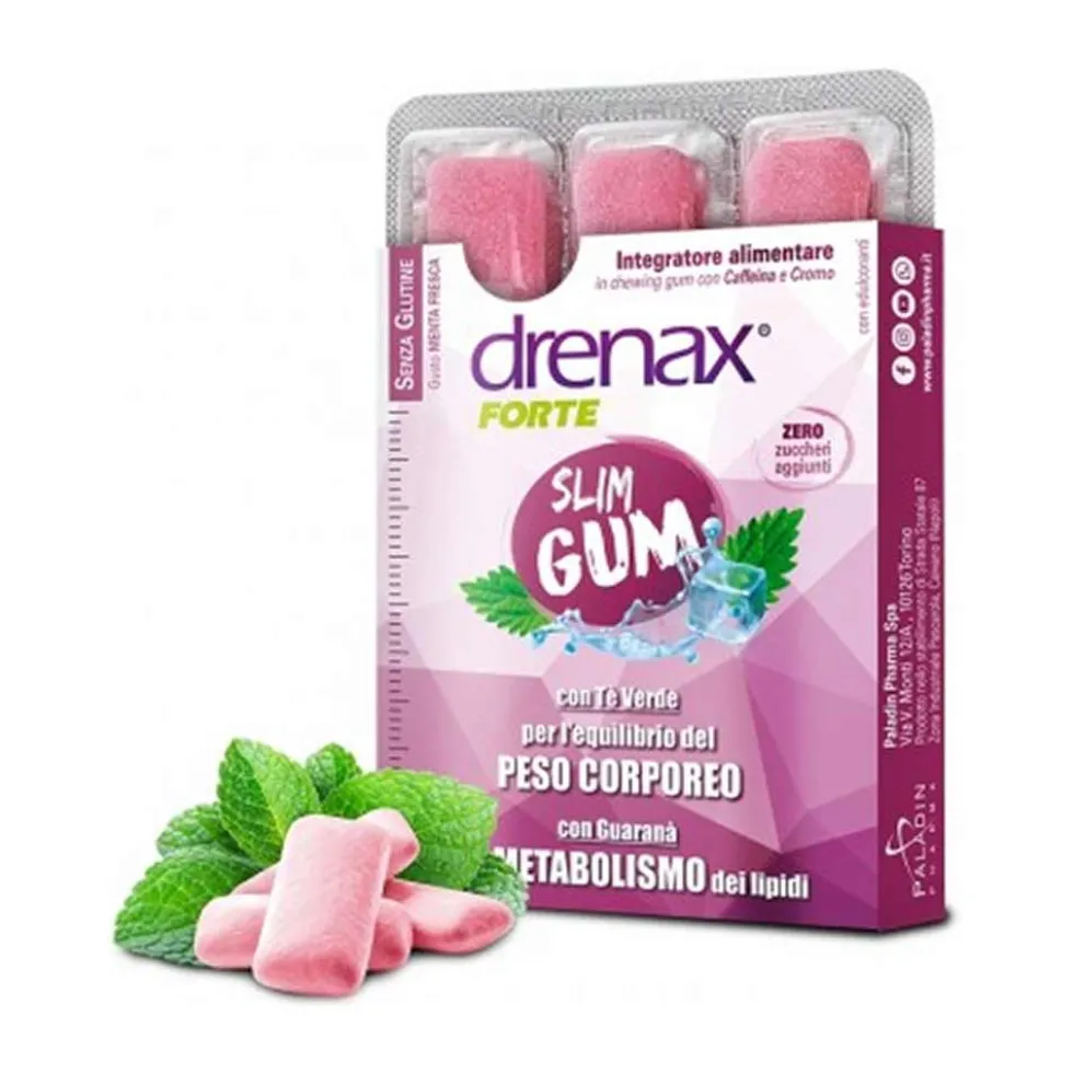 Paladin Pharma Drenax Forte Slim Gum - Integratore per il controllo del peso e della fame, 9 gomme