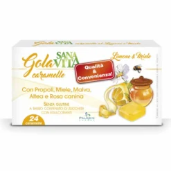 Paladin Pharma Sanavita - Caramelle lenitive per la gola al limone e miele, 24 caramelle