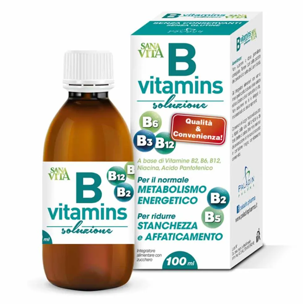 Paladin Pharma Sanavita Vitamine B - Sciroppo per le difese e contro la stanchezza, 100 ml