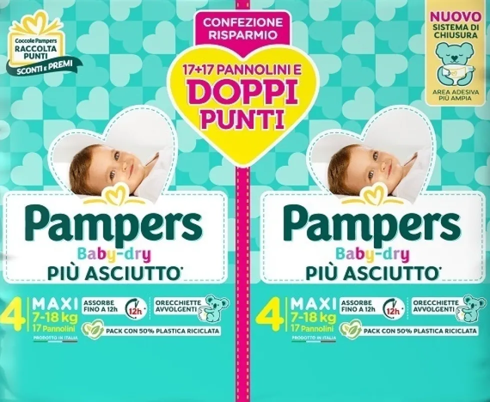 Pampers Baby Dry Duo - Maxi Pannolini Taglia 4 7-18 kg, 34 pannolini