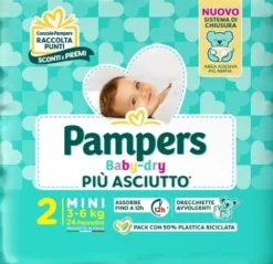 Pampers Baby Dry - Mini Pannolini Taglia 2 3-6 kg, 24 pannolini