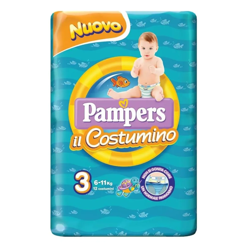 Pampers Costumino Pannolino per il Bagno Taglia 3 (6-11kg), 12 costumini