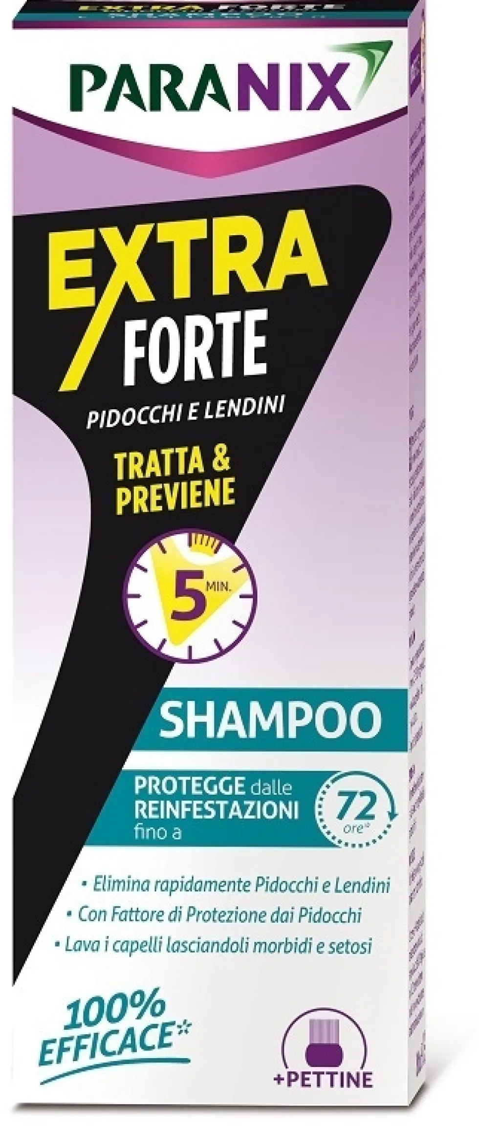 Paranix Shampoo Extra Forte Pidocchi e Lendini Tratta Previene, 200ml + Pettine